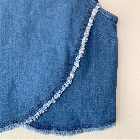 Bcbgeneration Frayed Denim Top Blue Med Wash S NWT - Picture 5 of 15